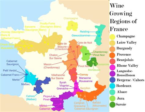 Carte De France Avec Les Regions Viticoles Affiche La Carte Des Vins