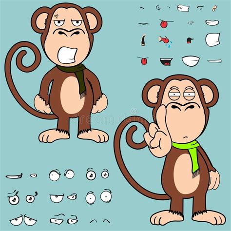 Angry Monkey Expression Cartoon Background Stock Vector Illustration