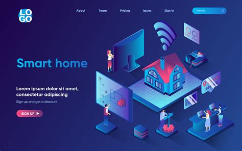 Smart Home Concept Isometric Landing Page Automation Control And