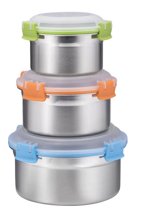 Airtight Food Containers Set Of 3 Stainless Steel With Bpa Free