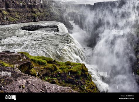 Gullfoss Waterfall Hvítá Fluss Haukadalur Southern Iceland Iceland