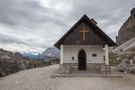 Mountain Chapel Near Tre Cime Di Lavaredo In Dolomites Alps Stock Image