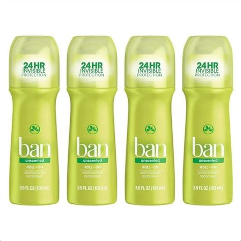 Ban Roll On Unscented Antiperspirant Deodorant 35 Ounce Pack Of 4