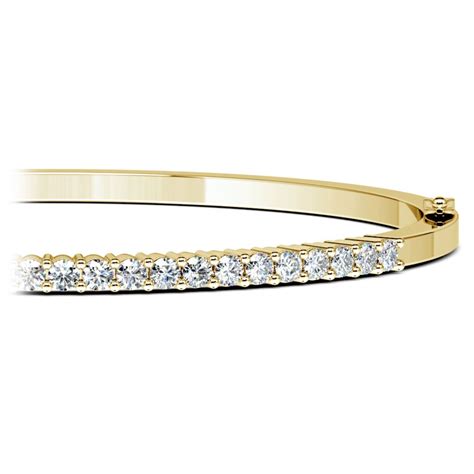 Half Eternity Diamond Bracelet Bangle In Yellow Gold