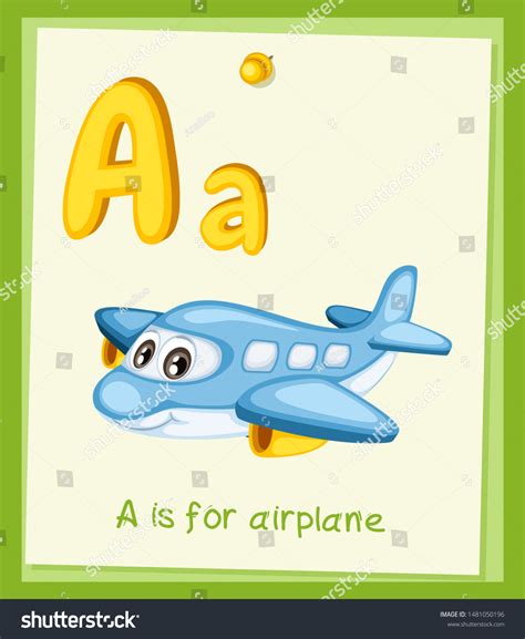 Cartoon Illustrated Alphabet Flashcard Preschool Educational Vector De