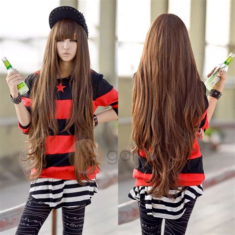 80cm New Light Brown Wig Harajuku Long Curly Wig Hair Cosplay Party