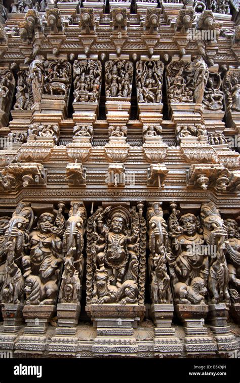 Carvings On Temple Chariot In Chidambaram Temple In Tamilnadu India