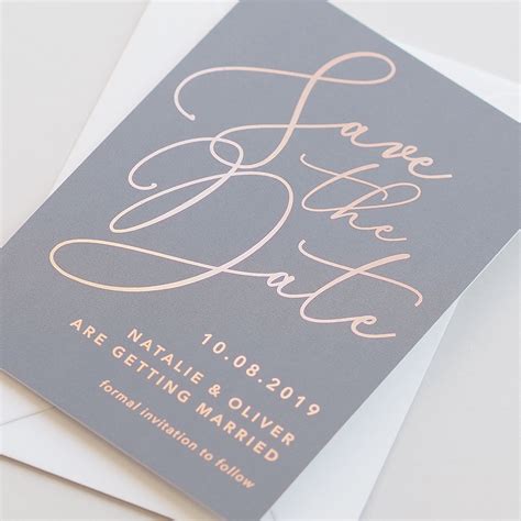 Natalie Grey Foil Save The Date Card Foil Save The Dates Save The