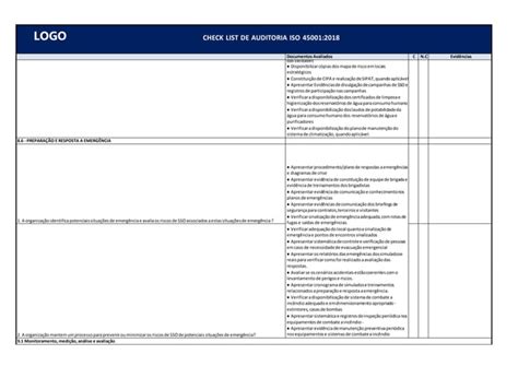 Check List De Auditoria Iso 45001 2018docx