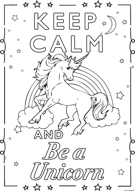 calm    unicorn  coloring pages printable