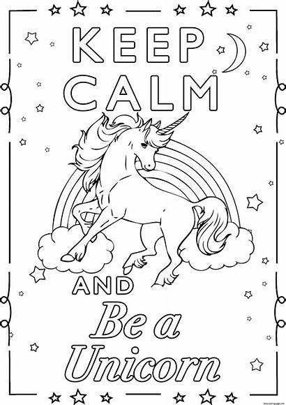 Coloring Unicorn Calm Keep Coloriage Printable Adult