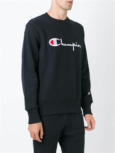 Champion Logo Sweatshirt In Black For Men Lyst