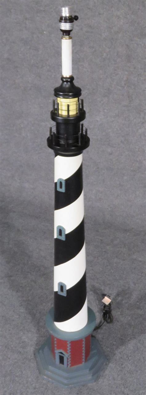 We painted a floor lamp for our home office makeover. Tall Hand Painted Whimiscal Nautical Lighthouse Sea Theme ...