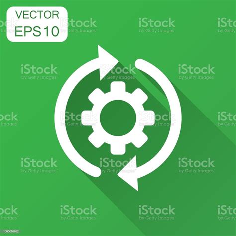 Workflow Process Icon In Flat Style Gear Cog Wheel With Arrows Vector