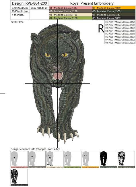 Machine Embroidery Design Black Panther 4 Sizes Royal Present