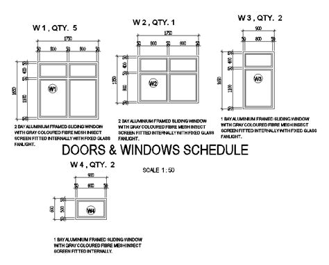 Autocad File Has The Plans Of Doors And Windows Schedule Download Now