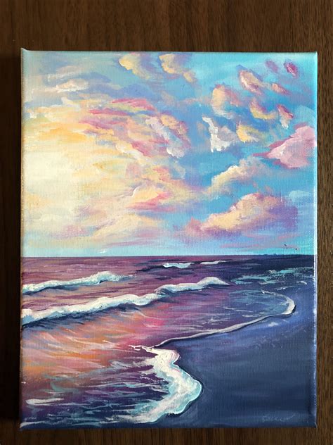 Acrylic Beach Landscape 8x10 Canvas Painting Art Inspiration Painting