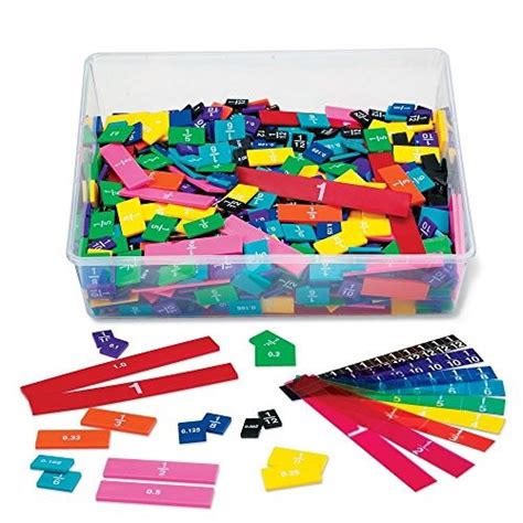 Hand2mind Plastic Rainbow Fraction Tiles Bulk Math Manipulative Kit For