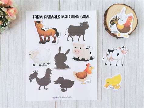 Preschool Farm Animals Matching Game Printable Match The Farm Etsy
