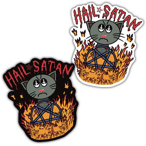 Hail Satan Cat Sticker Amanda Eiden
