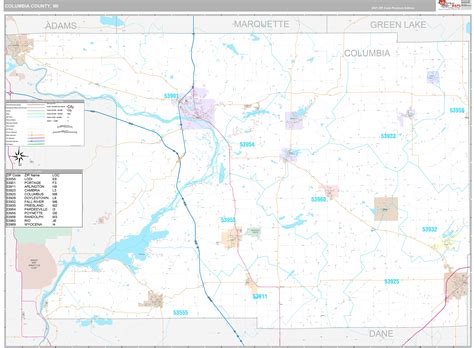 Columbia County Wi Wall Map Premium Style By Marketmaps