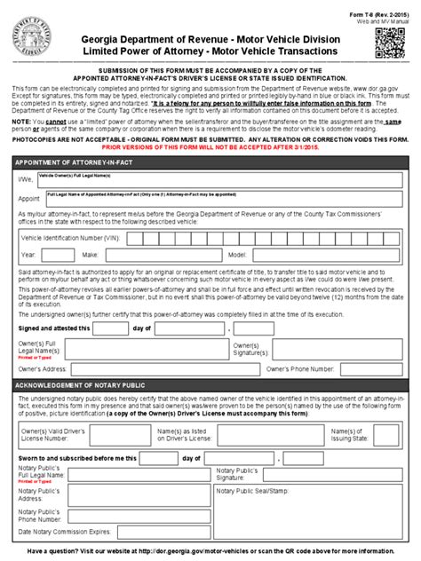 Georgia Power Of Attorney Form Free Templates In Pdf Word Excel To