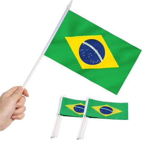 Anley Brazil Mini Flag 12 Pack Hand Held Small Miniature Brazilian