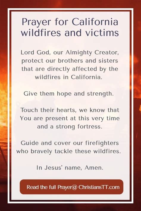 Prayer For California Wildfires And Victims In 2020 Prayers