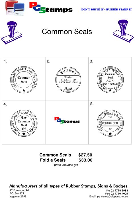 Common Seal Strata Title Stamps Pg Stamps Sydney Australia