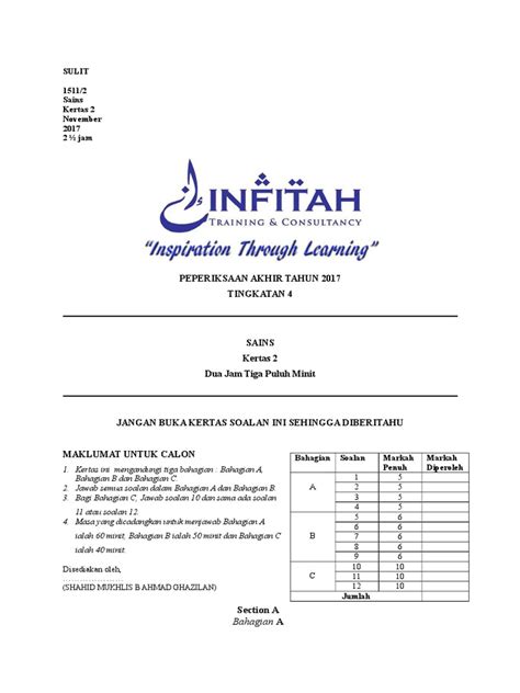 Soalan peperiksaan akhir tahun 3 pj. Peperiksaan Akhir Tahun Sains Tingkatan 4 2017-Kertas-2.doc