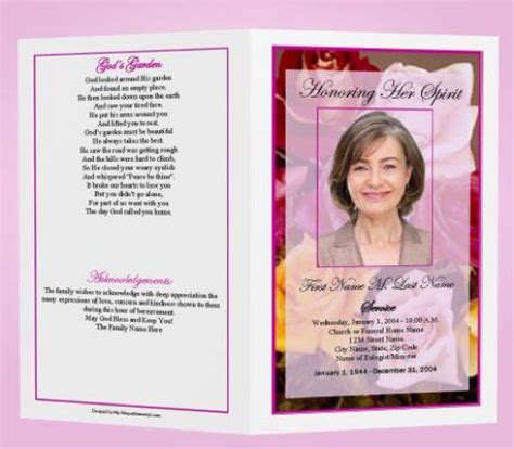 funeral program templates funeral program template
