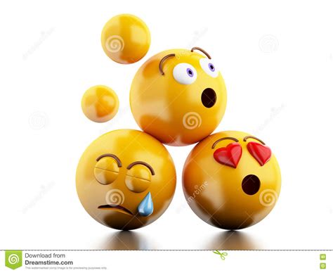 Iconos De 3d Emojis Con Expresiones Faciales Stock De Ilustración