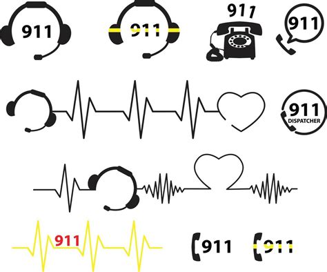 Set Of 911 Icon On White Background Crisis Hotline Sign Emergency