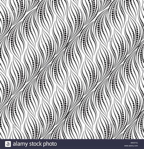 Wavy Line Dotted Seamless Pattern Stylish Floral Texture With Leaves