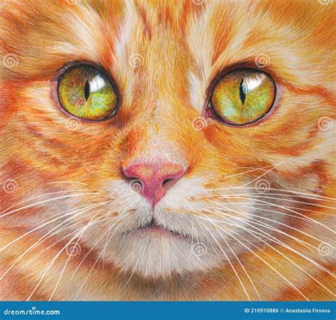 Retrato De Dibujo A Mano Colorido De Un Gato Mascota Sobre Fondo
