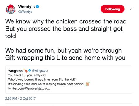 One example is the commonly quoted poem quoting lines like â??roses are red. Like, remember that time they got in a quasi-rap battle with Wingstop? | Wendys twitter, Funny ...