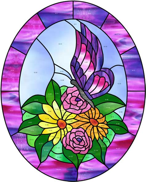 Butterfly In The Flowers Stained Glass Pattern Download Digital