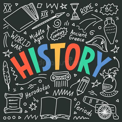 History Doodles With Lettering Stock Vector Illustration Of Concepts