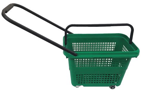 Shopping Basket Plastic Green Rolling Hand Basket 55nj22