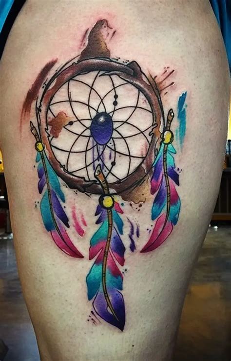 25 colorful dream catcher tattoo that will be uniquely your own