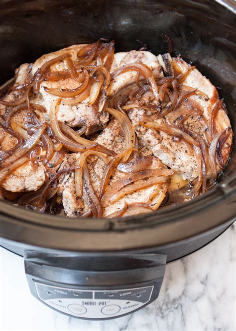 Utilizing the slow cooker more throughout the summer not only saves you from heating the house, but it with pork chops you don't really have to but it does give them colour and flavour. How To Cook Pork Chops in the Slow Cooker | Kitchn