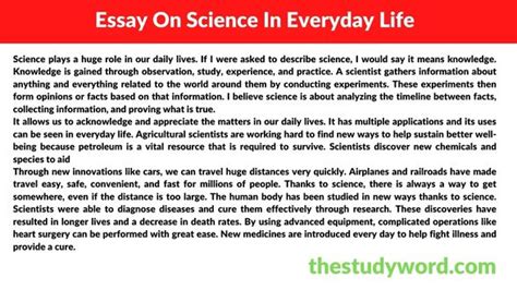 Essay On Science In Everyday Life In English