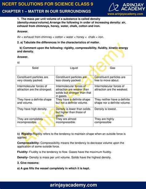 Ncert Solutions For Class Science Chapter Arinjay Academy