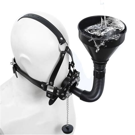 Bdsm Mouth Opening Funnel Mouth Gag Sex Toy For Adults Pu Leather Mask