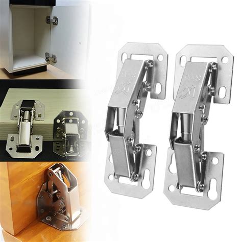 2pcs Cabinet Bridge Hinge Cupboard Door Hinge 90° Easy Mount Concealed