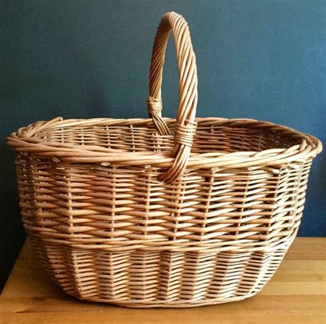 Vintage Retro Wicker Shopping Basket Picnic Hamper Traditional Etsy