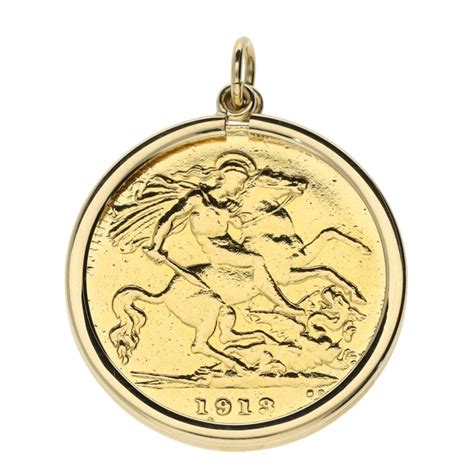 1913 Yellow Gold Half Sovereign Coin Pendant Miltons Diamonds