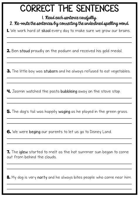 grammar correction worksheets worksheets for curiosity quenchers