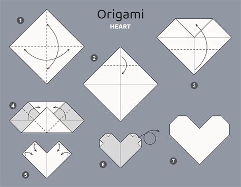 Tutorial Heart Origami Scheme Isolated Origami Elements On Grey