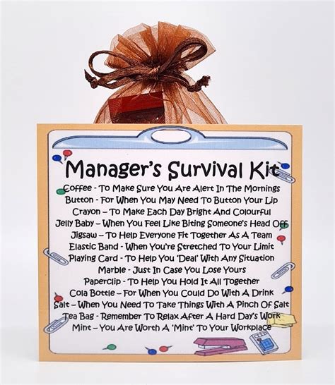Managers Survival Kit Fun Novelty T And Card Alternativebirthday